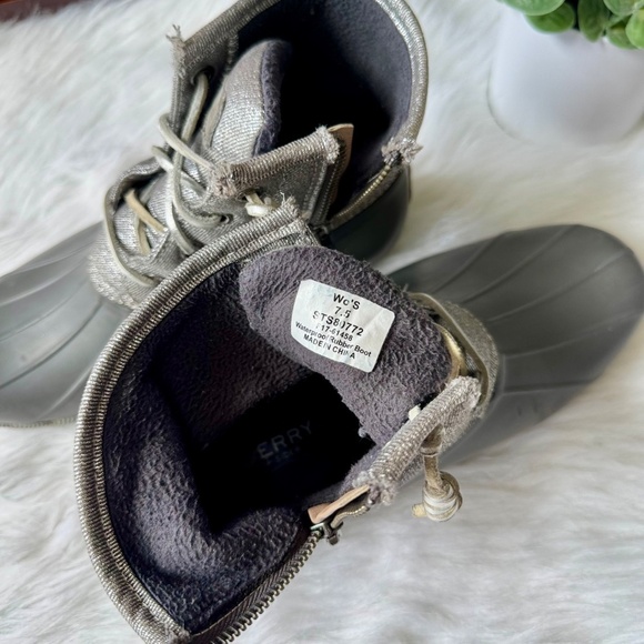 Sperry Top-Sider Saltwater Shimmer Duck Boots Gray Waterproof Size 7.5 - Picture 7 of 13